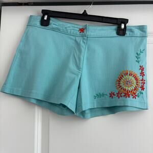 Judith March Women’s Embroidered Shorts Blue Sz M 90s